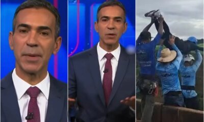 Esta foi a reacao de Cesar Tralli no JN ao