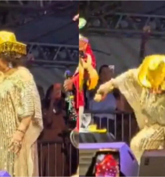 Video mostra o momento em que Alcione cai durante show