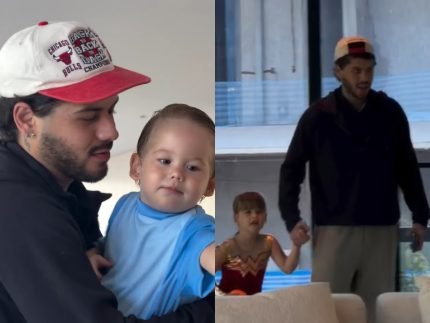 Ze Felipe reencontra os filhos apos temporada na Italia com