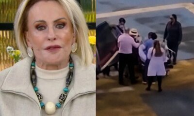 Ana Maria Braga chega de helicoptero a hospital e assessoria