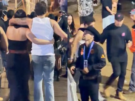 Flagra no Barretao Ze Felipe deixa show abracado com morena