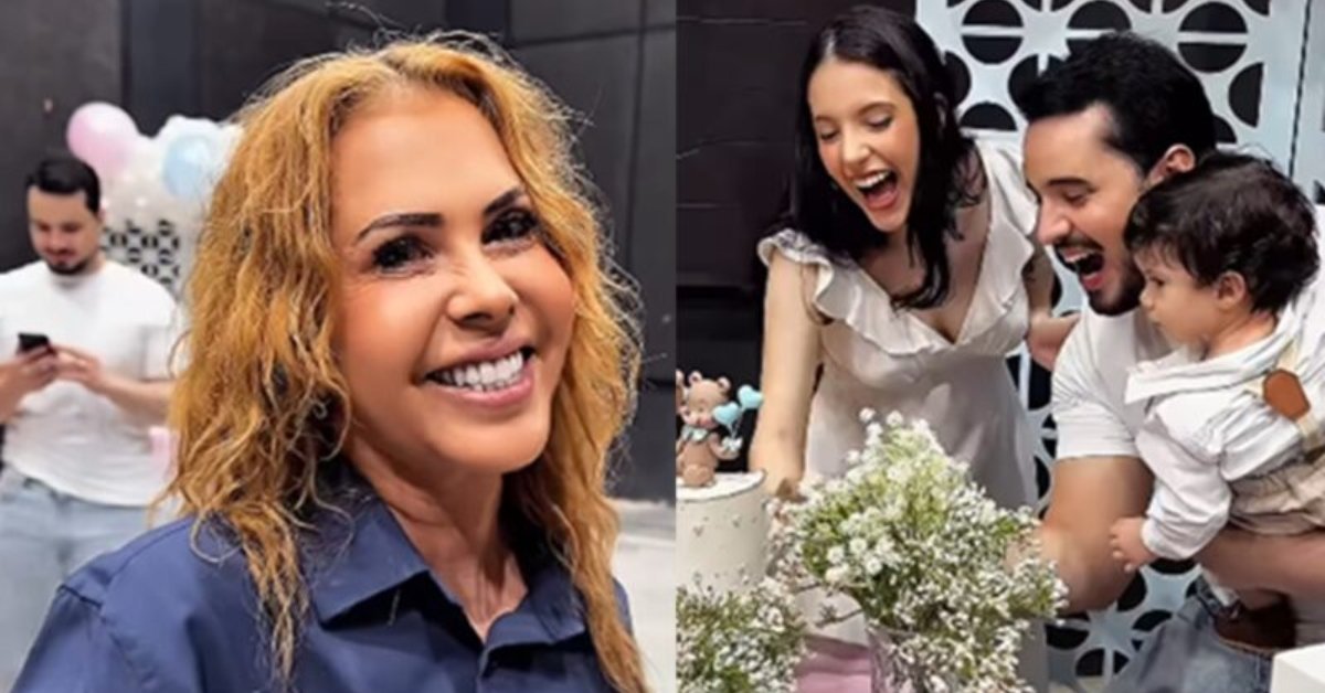 Joelma marca presenca em cha revelacao de mais um neto