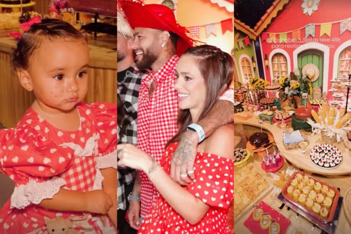 Neymar e Bruna Biancardi fazem arraia no Guaruja veja decoracao