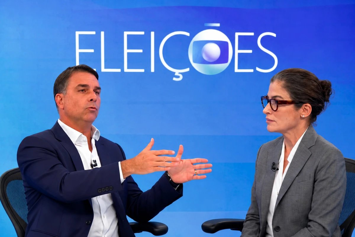 Renata Vasconcellos cobra Flavio Bolsonaro mas leva resposta na lata