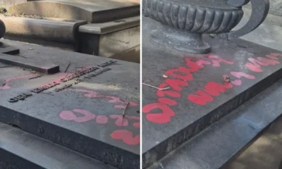 Tumulo de ex presidente da ditadura e vandalizado no Rio.webp