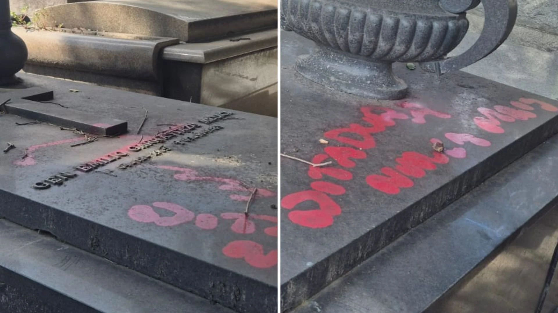 Tumulo de ex presidente da ditadura e vandalizado no Rio.webp