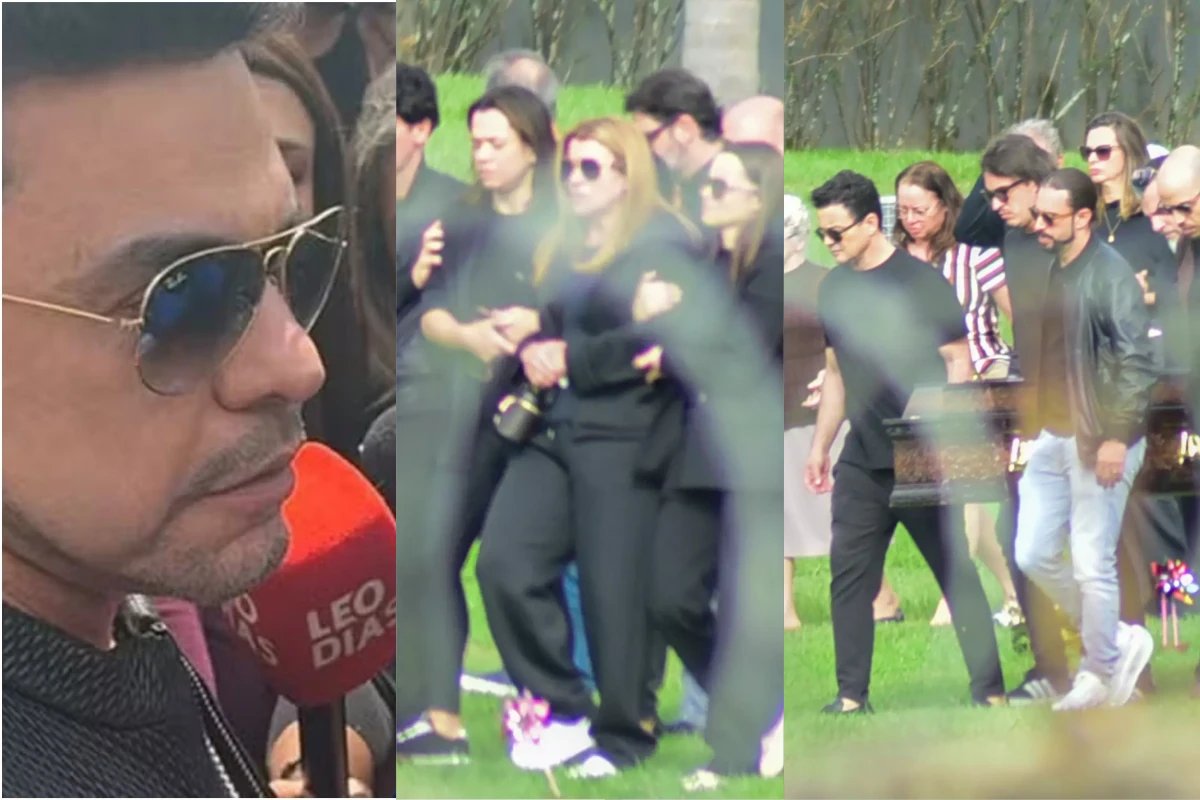 Amigos famosos viuva sendo amparada e Renner carregando o