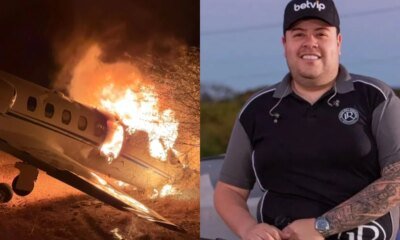 Aviao com cantor Rey Vaqueiro sai da pista e pega