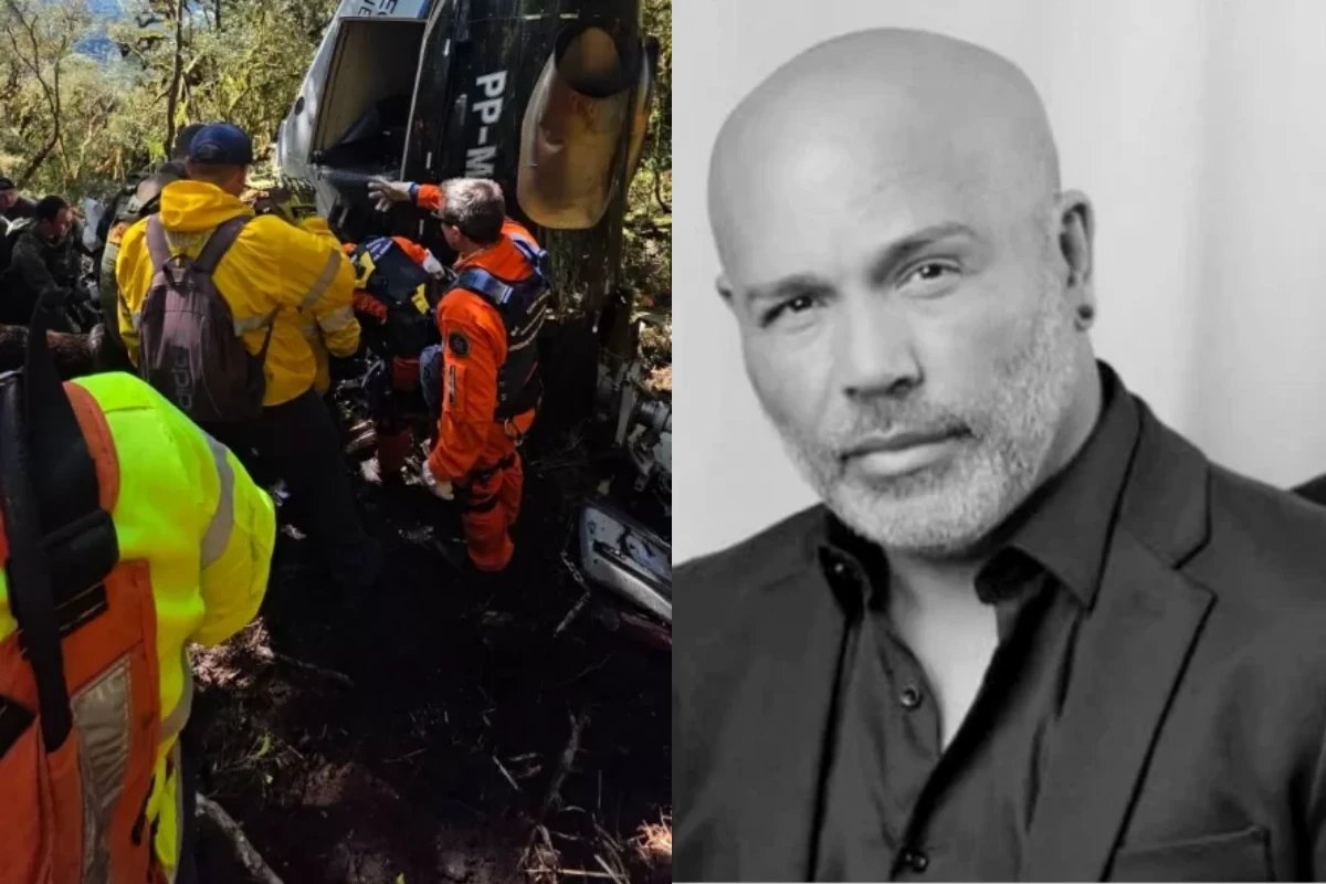 Bombeiros retiram corpos de helicoptero que caiu com Rick Policia