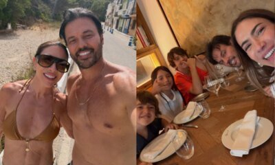 Com fotos na companhia do marido e dos filhos Patricia
