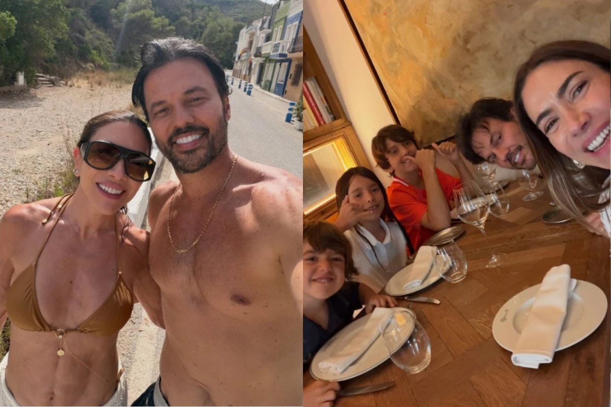 Com fotos na companhia do marido e dos filhos Patricia