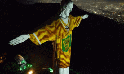 Cristo Redentor entra no clima da NFL e faz homenagem