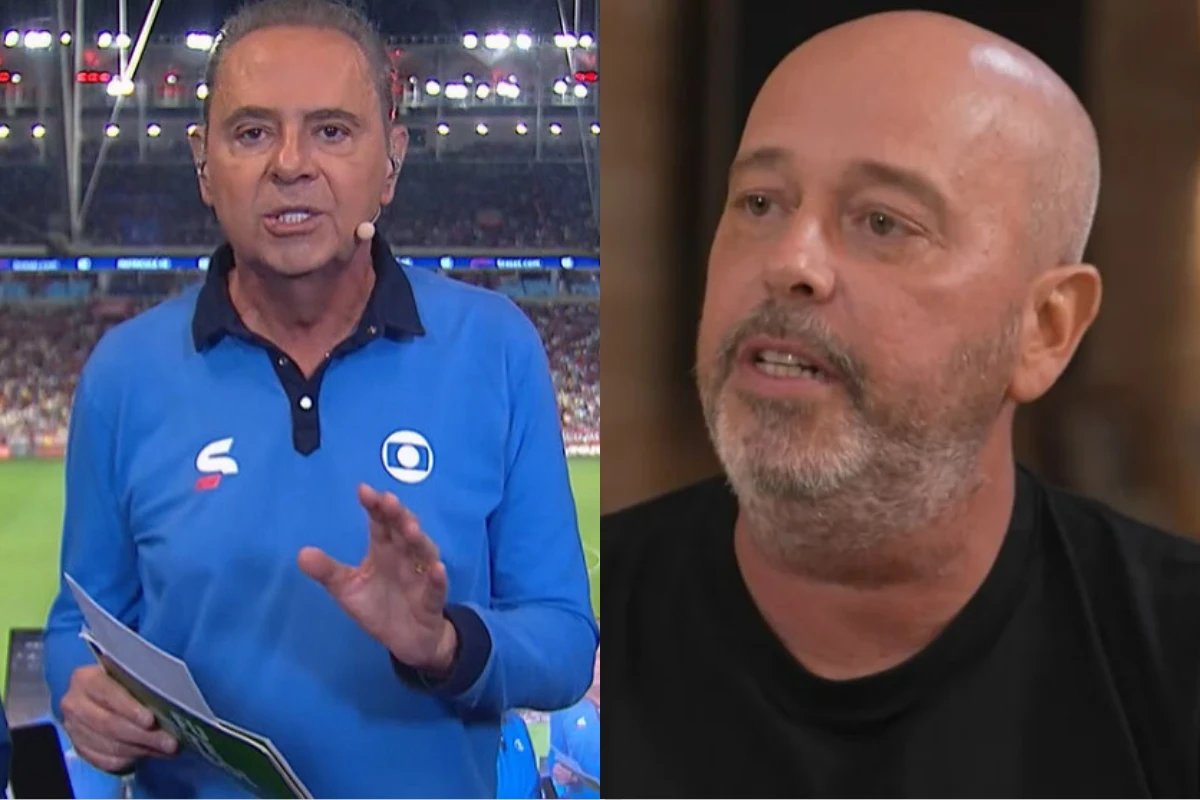 Em meio a transmissao na Globo Luis Roberto faz mencao