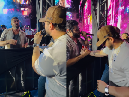Encontro sertanejo Henrique surpreende ao canta com Felipe amp Rodrigo