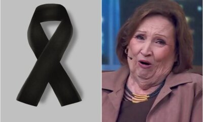 Enlutada dona Dea nao segura as lagrimas no palco do