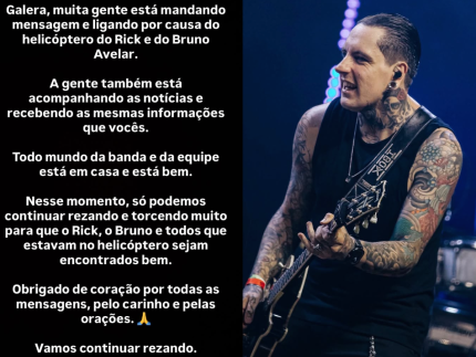 Guitarrista de Rick Renner se manifesta apos desaparecimento de