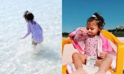 Helena filha de Neymar e Kimberlly curte praia na Coreia