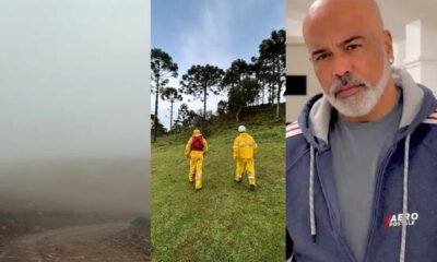 Imagens do local das buscas pelo helicoptero que desapareceu com
