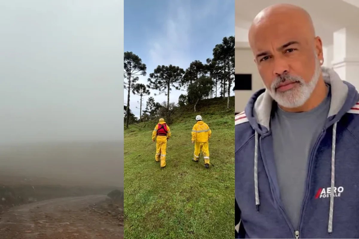 Imagens do local das buscas pelo helicoptero que desapareceu com