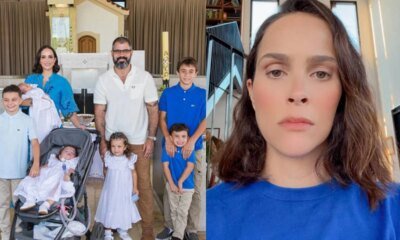 Leticia Cazarre expoe rotina com os filhos enquanto Maria Guilhermina