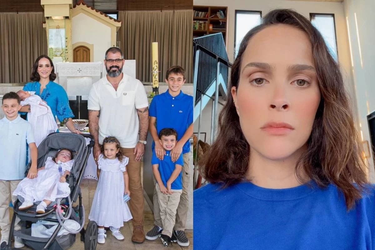 Leticia Cazarre expoe rotina com os filhos enquanto Maria Guilhermina