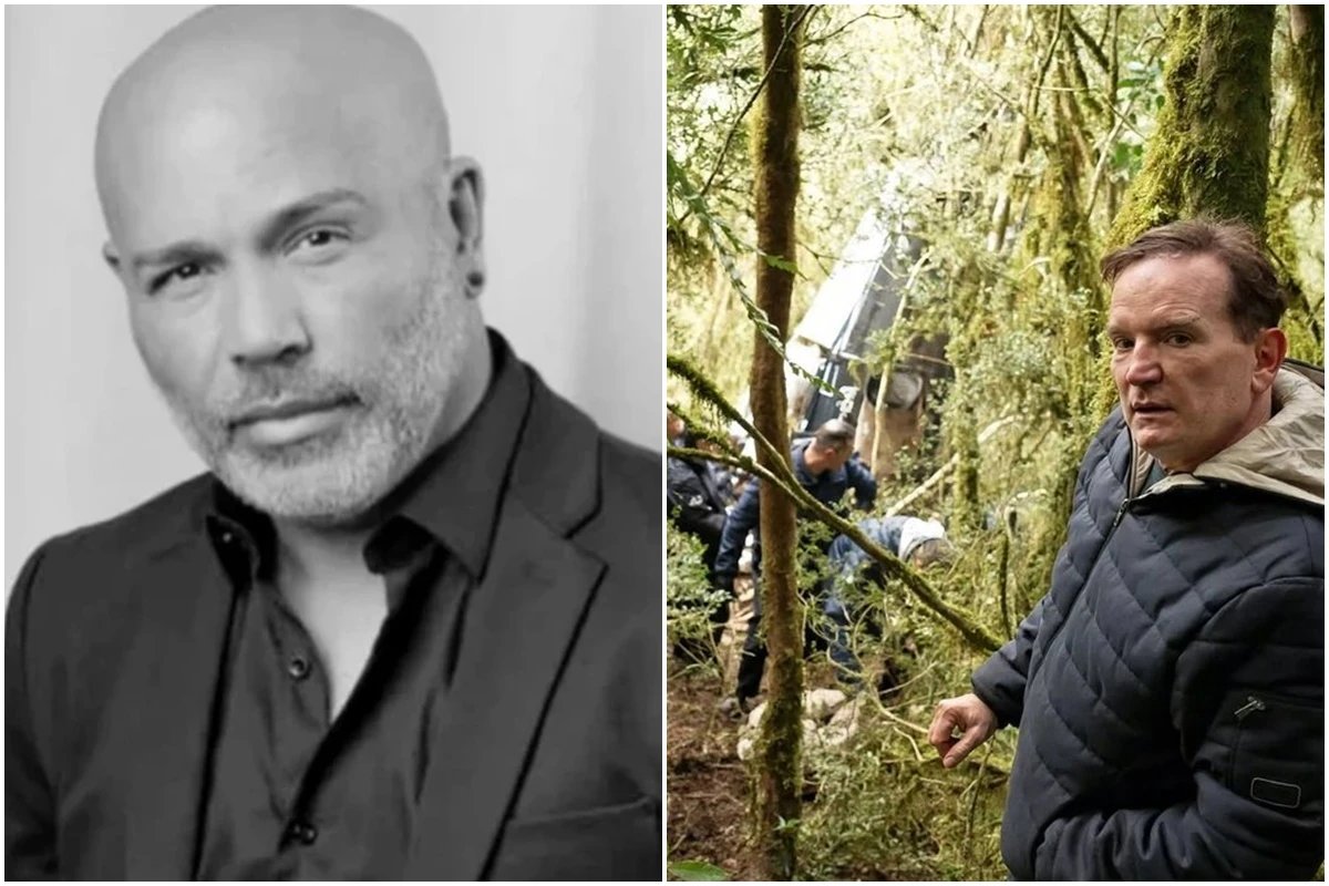 Roberto Cabrini vai ate local da queda de helicoptero que