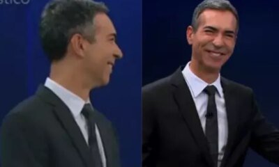 Atitude de Cesar Tralli durante apuracao de votos na Globo