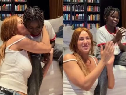 Gio Ewbank posta reacao de familia ao assistir filho Bless