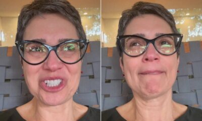 Sandra Annenberg surge com os olhos cheios de lagrimas e